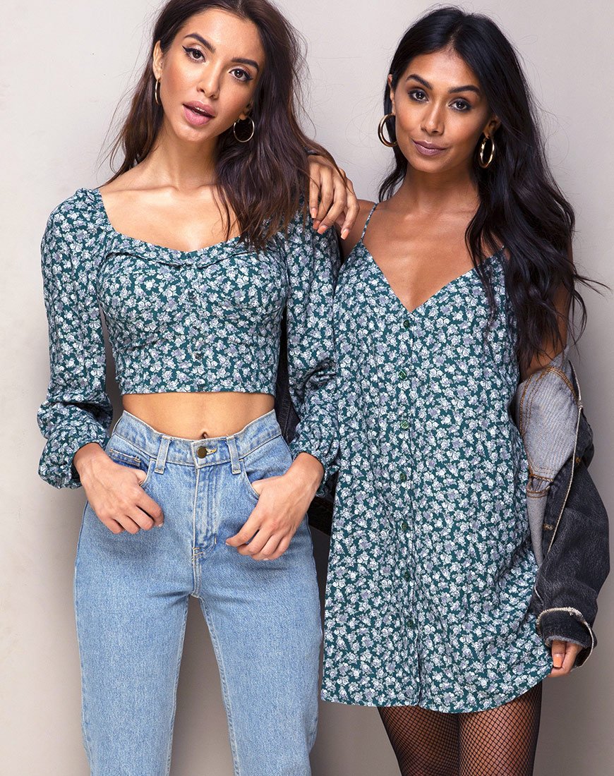 Sanna Slip Dress in Floral Bloom Verde