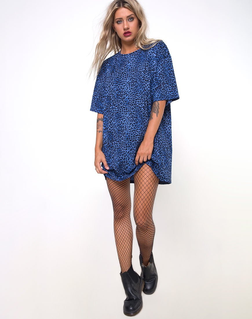 Immagine di Sunny Kiss Tee oversize in Leopard Royal Blue