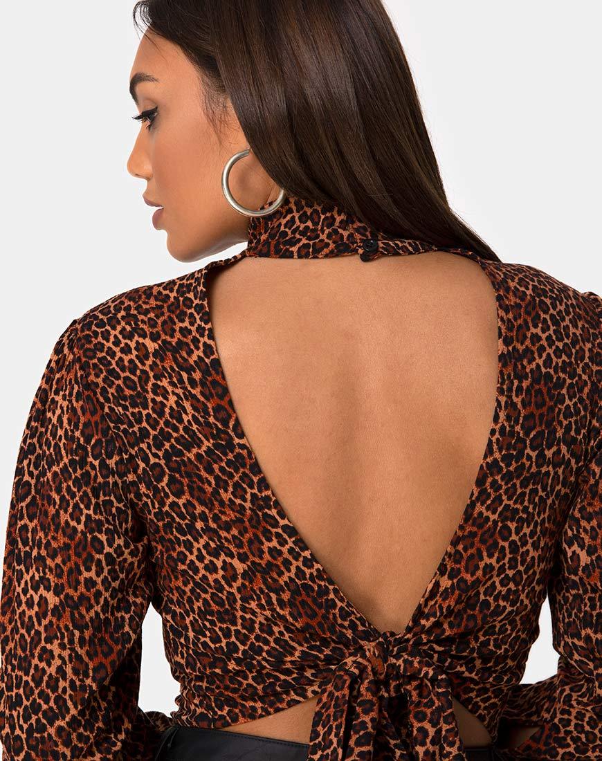 Immagine di Jasty Crop Top in Crinkle Ditsy Leopard Orange