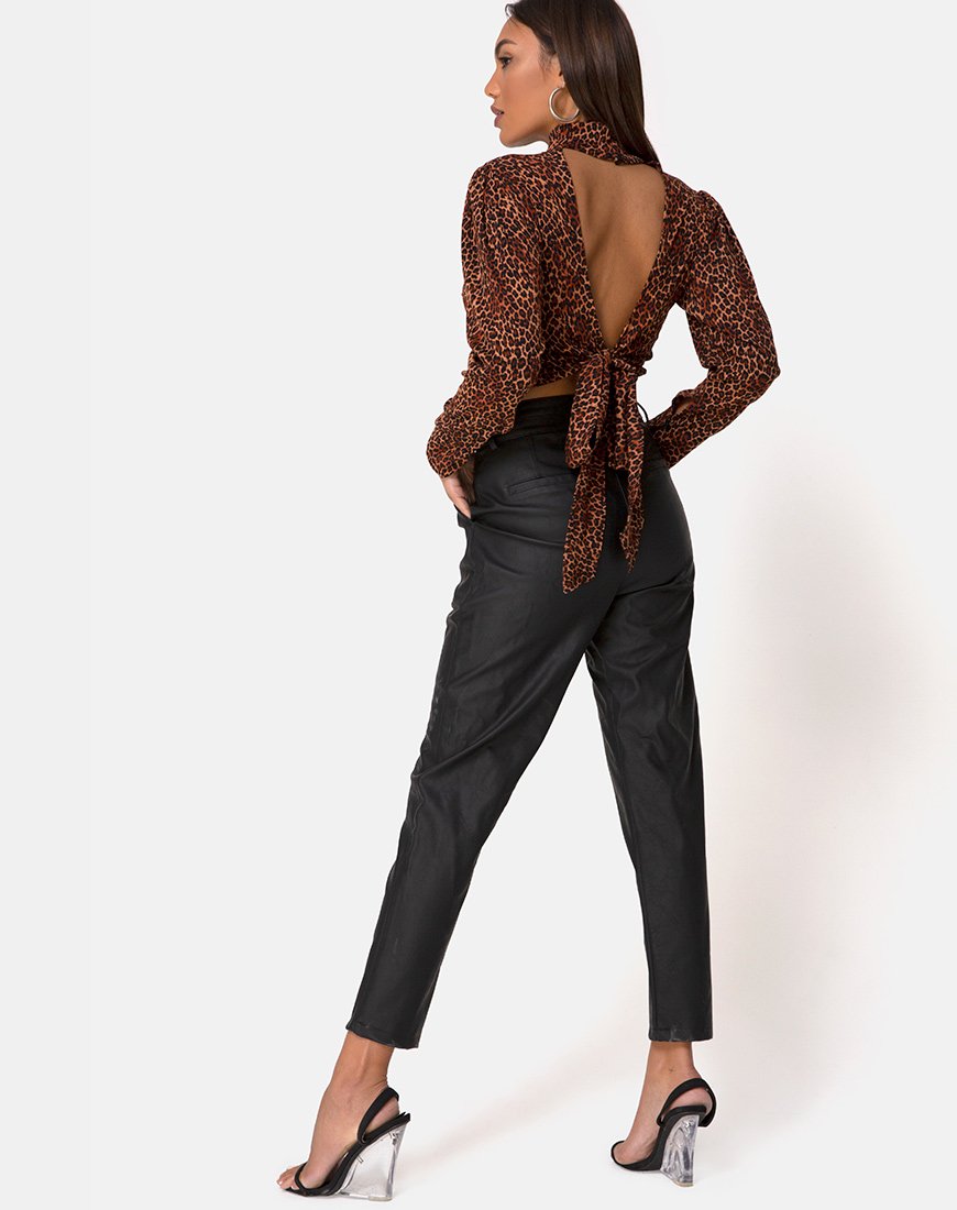 Immagine di Jasty Crop Top in Crinkle Ditsy Leopard Orange