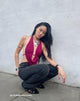 immagine di Nindita Halterneck Crop Top in Magenta Purple