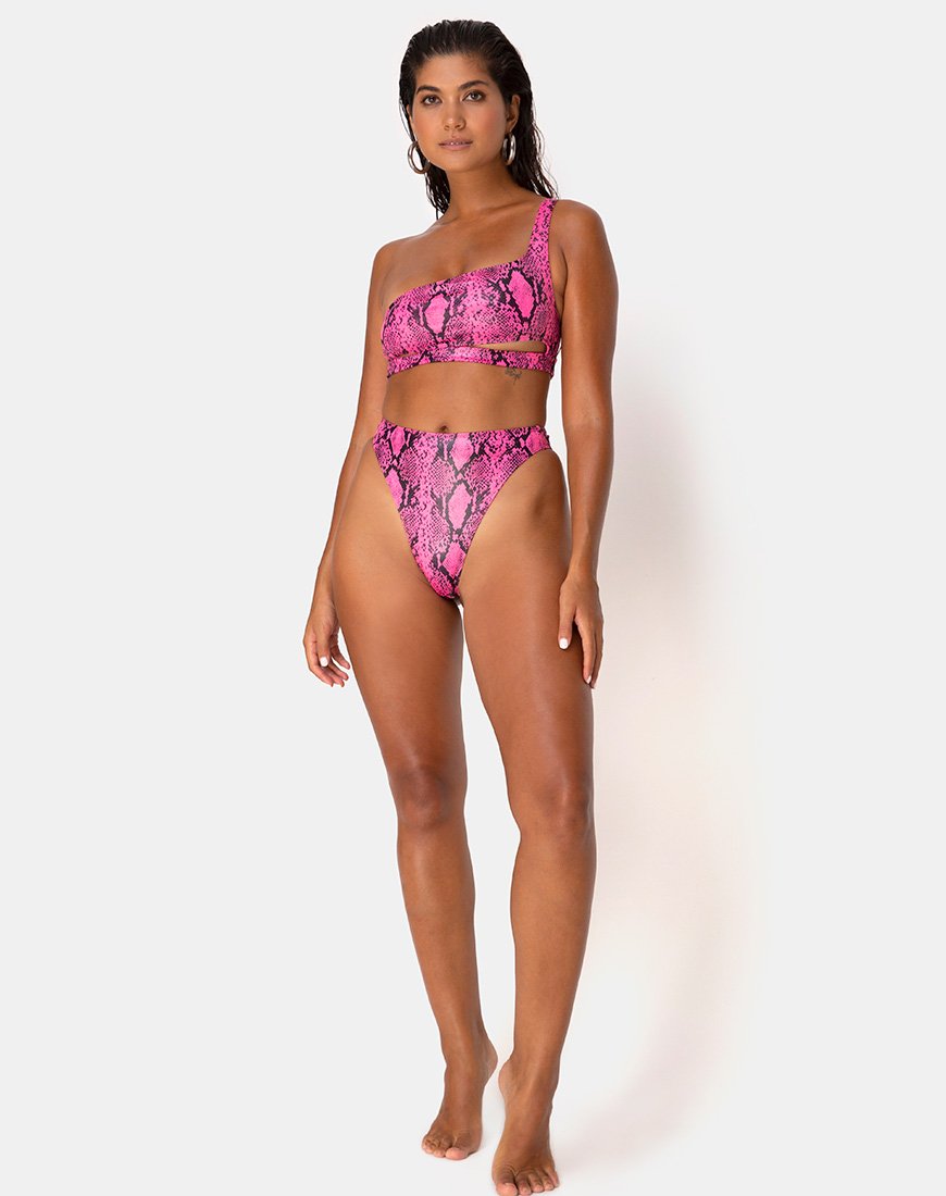 Slip bikini Ledra in rosa serpente