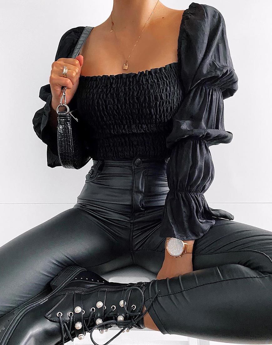 Top Velina in raso rosa nero