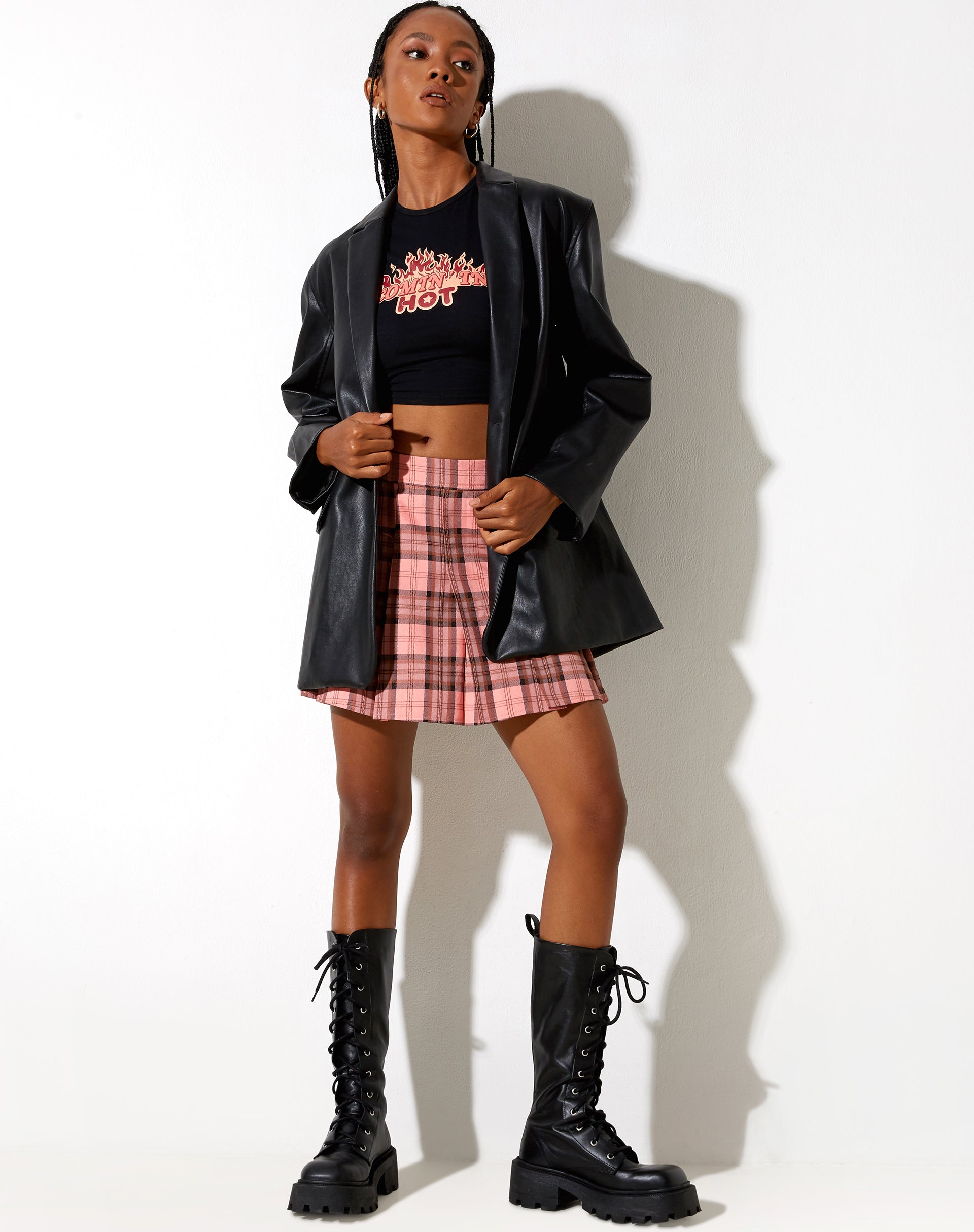 Immagine di Carga Mini Gonna in Rosa e Marrone Check