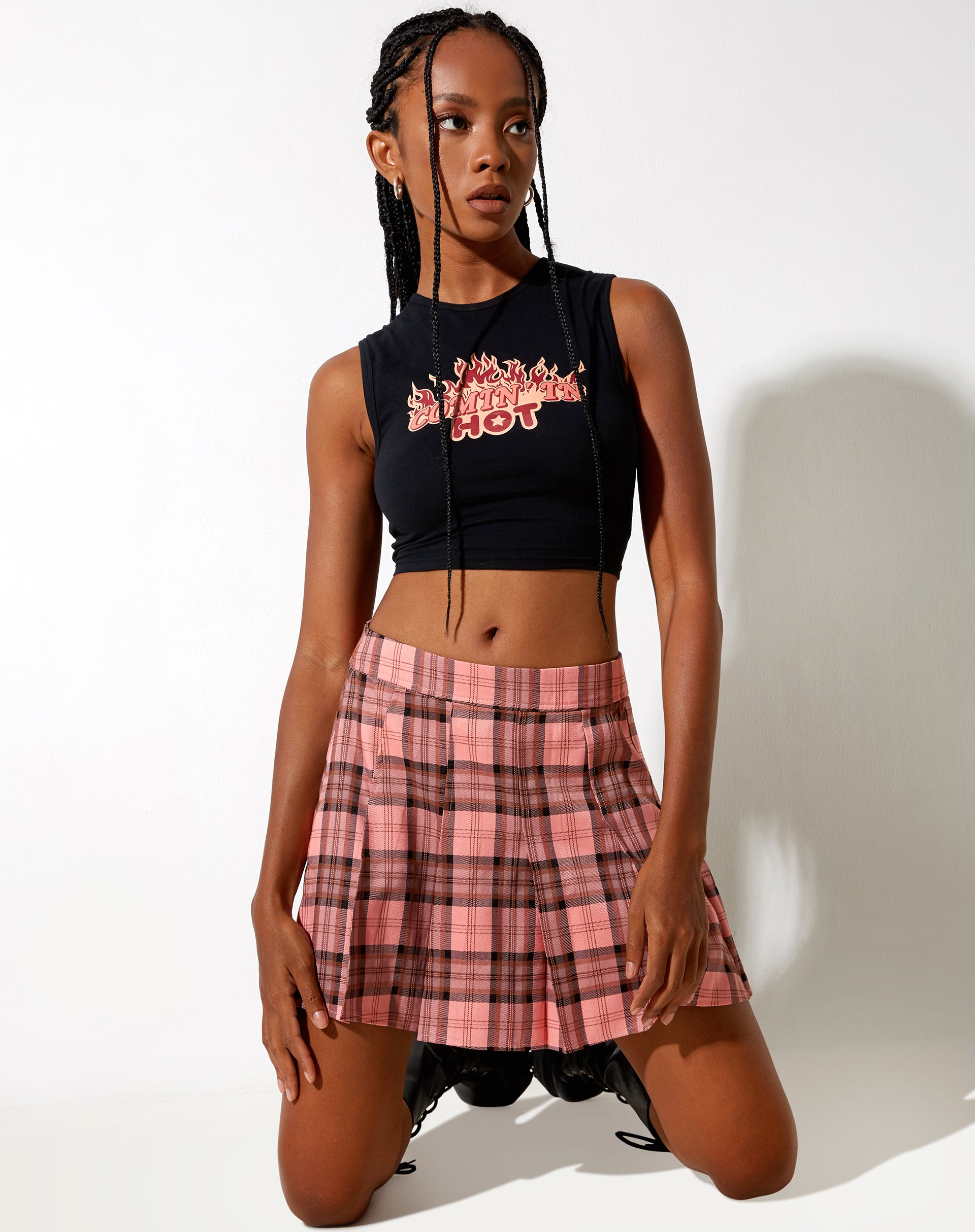 Immagine di Carga Mini Gonna in Rosa e Marrone Check