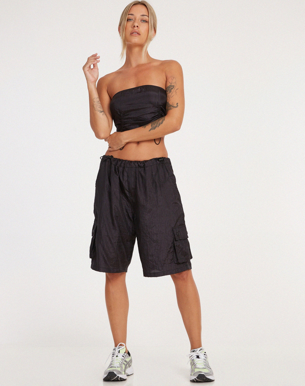 Pantaloncini Tenchi in nero paracadute
