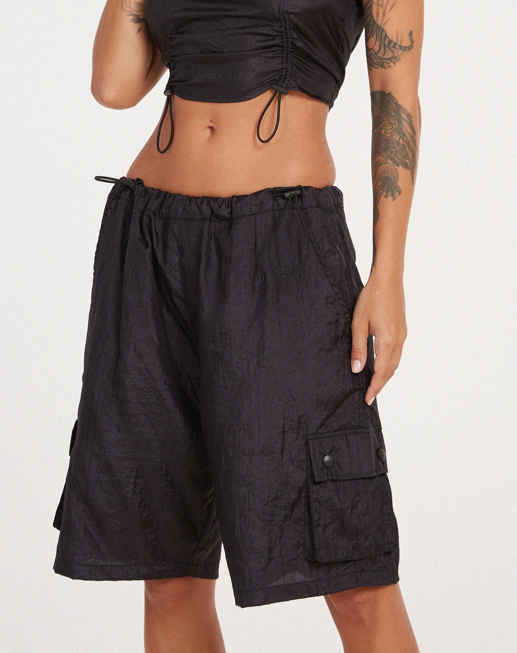 Pantaloncini Tenchi in nero paracadute