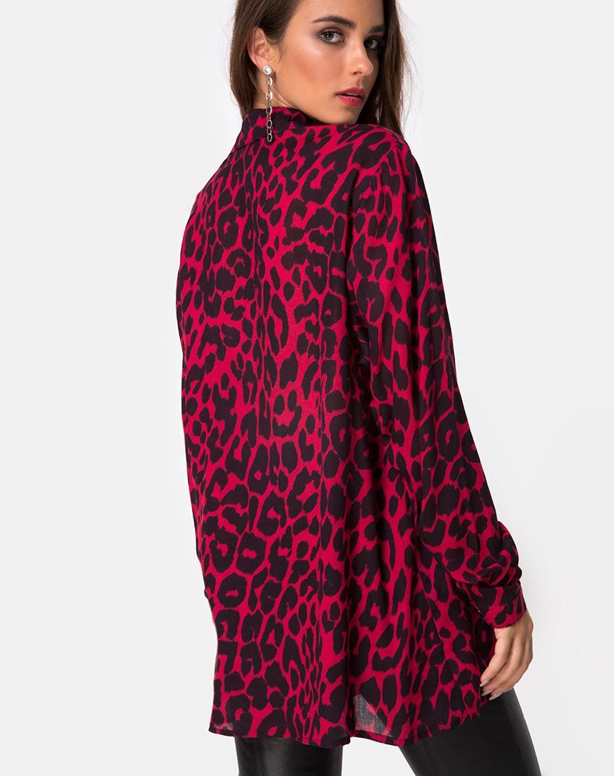 Immagine di Disam Shirt in rosso giaguaro oversize
