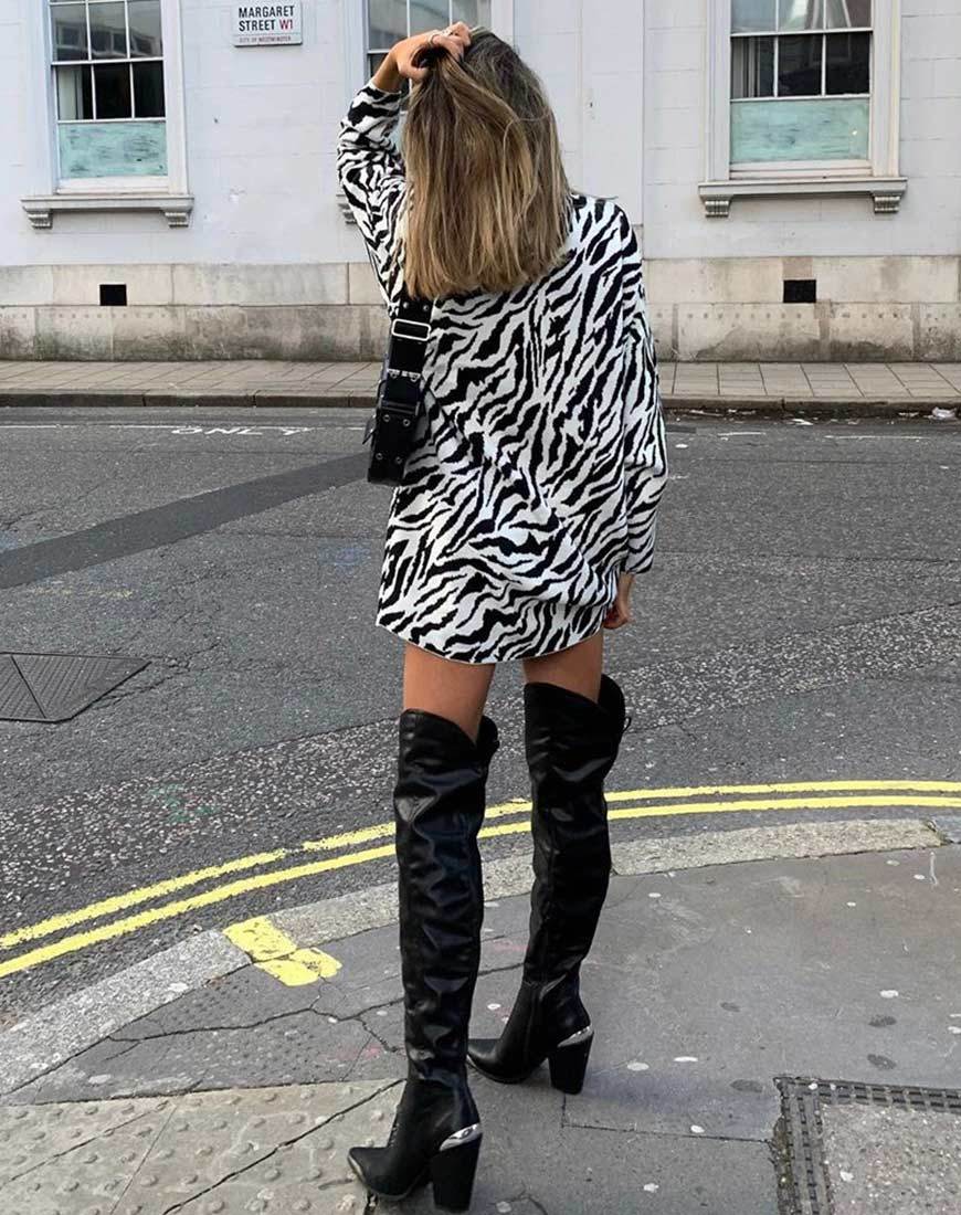 Immagine di Neivie Abito a maglione in Zebra B/N