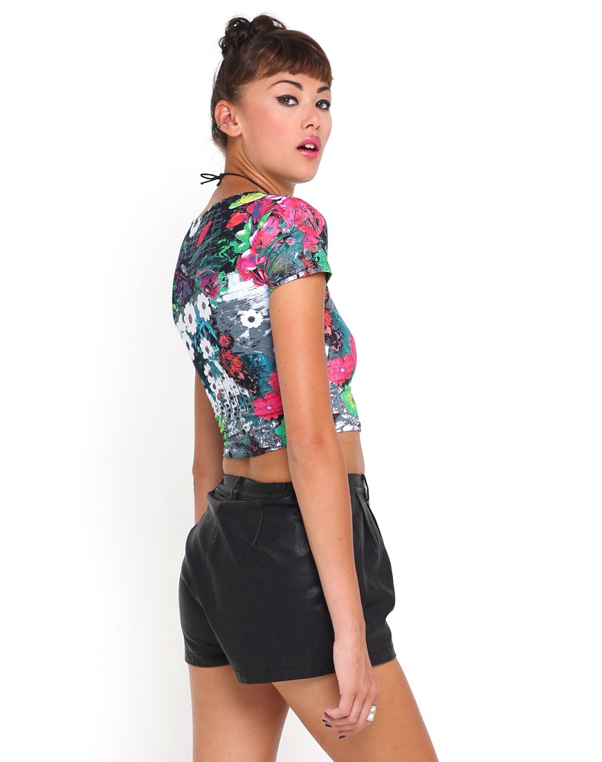 Motel Tabby Crop con stampa floreale rosa del sud in evidenza
