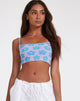 immagine di Tala Crop Top in Daisy Lilla e Blu, con una simpatica fantasia floreale