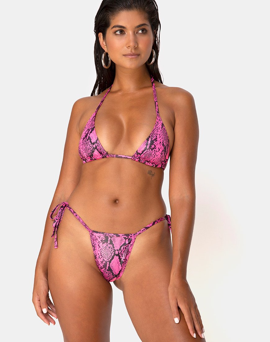 Top bikini Talia in rosa serpente