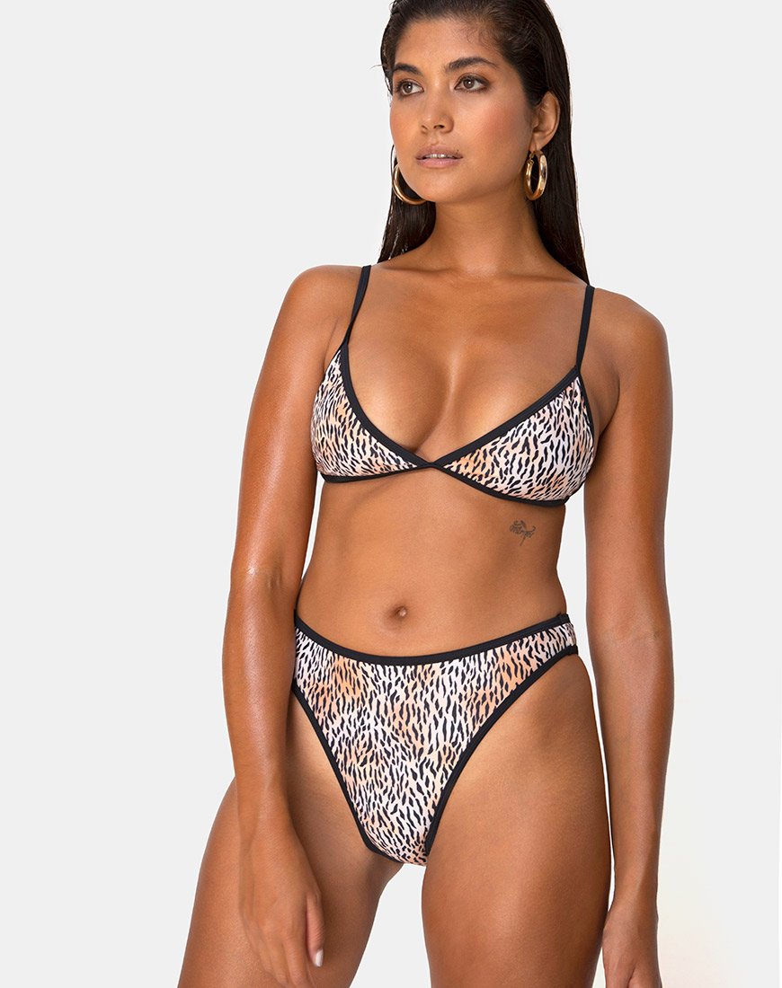 Immagine di Varna Bikini Top in mini tigre con bande nere