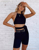 Immagine di Vhan Crop Top in raso Ditsy Rose Nero